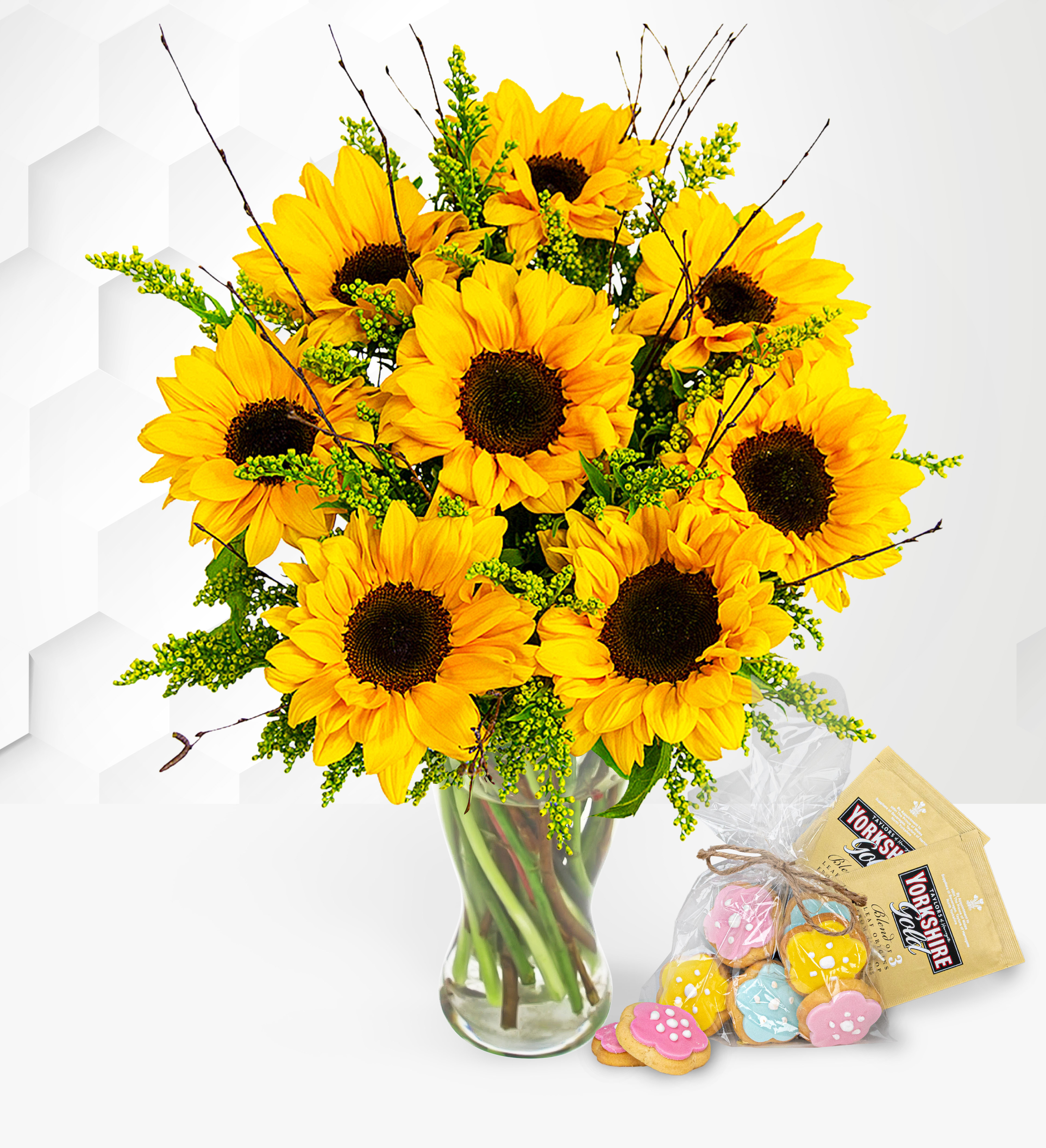 Sensational Sunflowers with Tea & Biscuits Prestige Hampers
